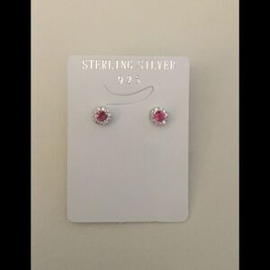 Sparkling 2 Ct. Ruby & White Topaz Round Halo Earrings